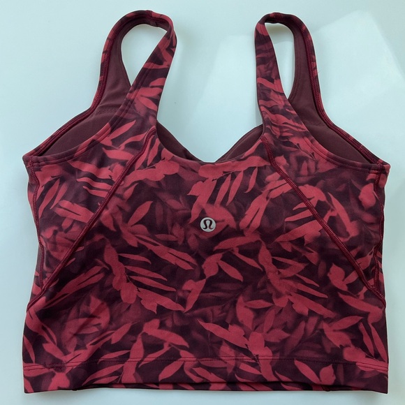 Lululemon Align Tank Cropped Top Built-in-Bra Spray Leaf Firrside Red - Picture 5 of 8